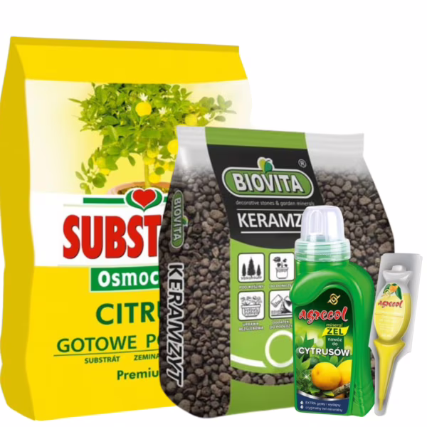 Ziemia do cytrusów - zestaw do przesadzania 4w1