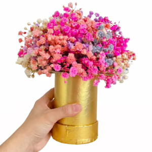 Gipsówka stabilizowana pudełko kwiatowe flower box złoty