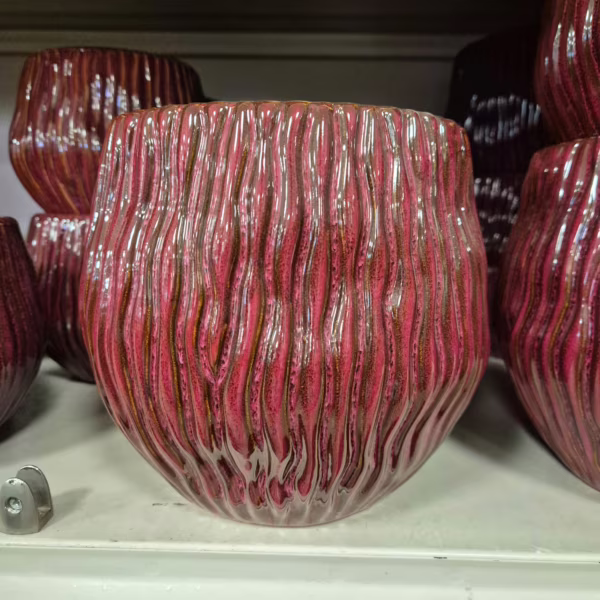 Osłonki ceramiczna bordowa w prążki 21,5cm