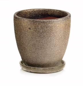 Doniczka ceramiczna  złota z podstawką 27cm