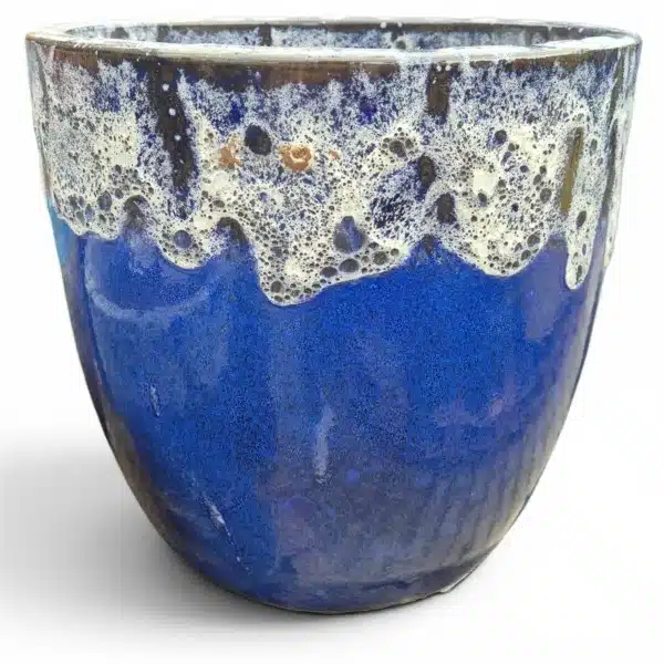 Doniczka ceramiczna niebieska z efektem lawy wulkanicznej 25cm