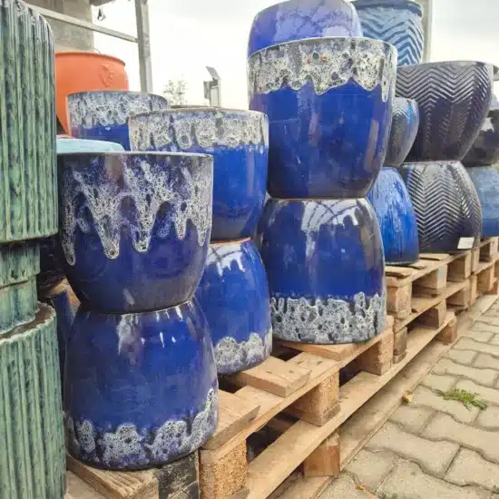 Doniczka ceramiczna ogrodowa niebieska lawa bez podstawki