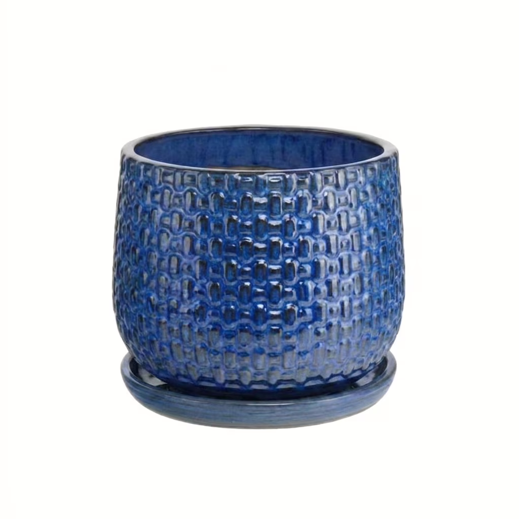 Doniczka ceramiczna kobaltowa 32cm z podstawką