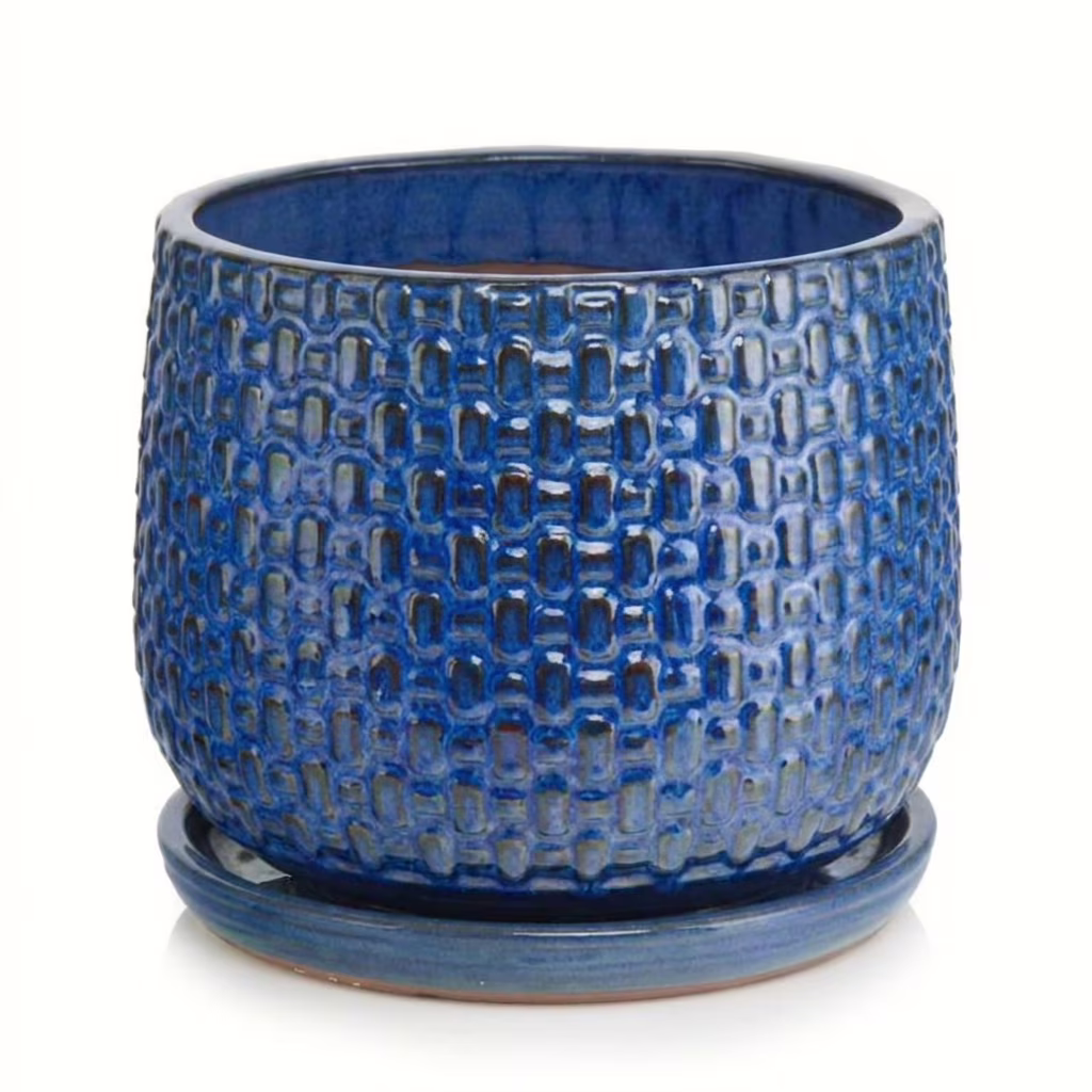 Doniczka ceramiczna kobaltowa 38cm z podstawką