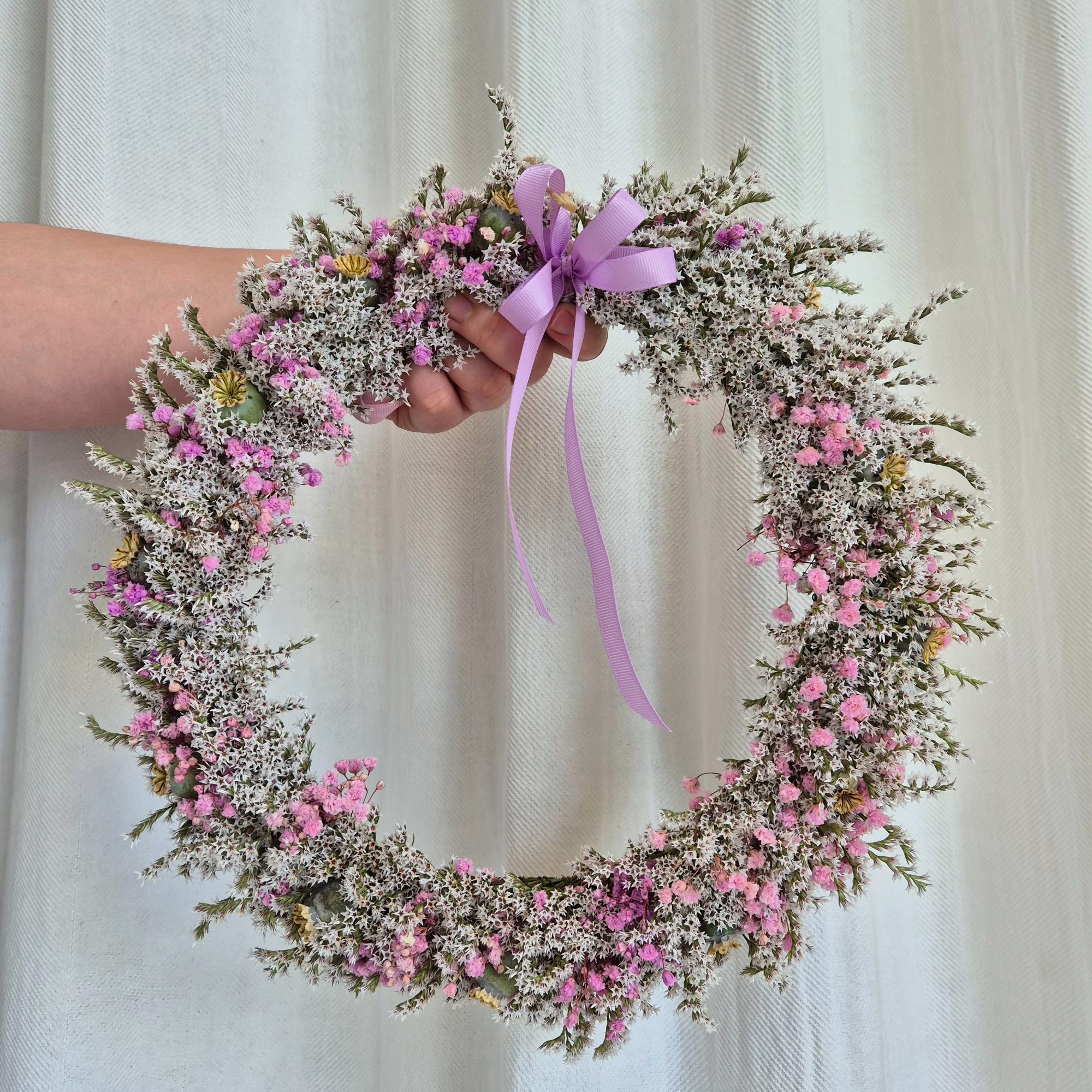 Wianek na drzwi naturalny w stylu boho ręcznie robiony 35cm