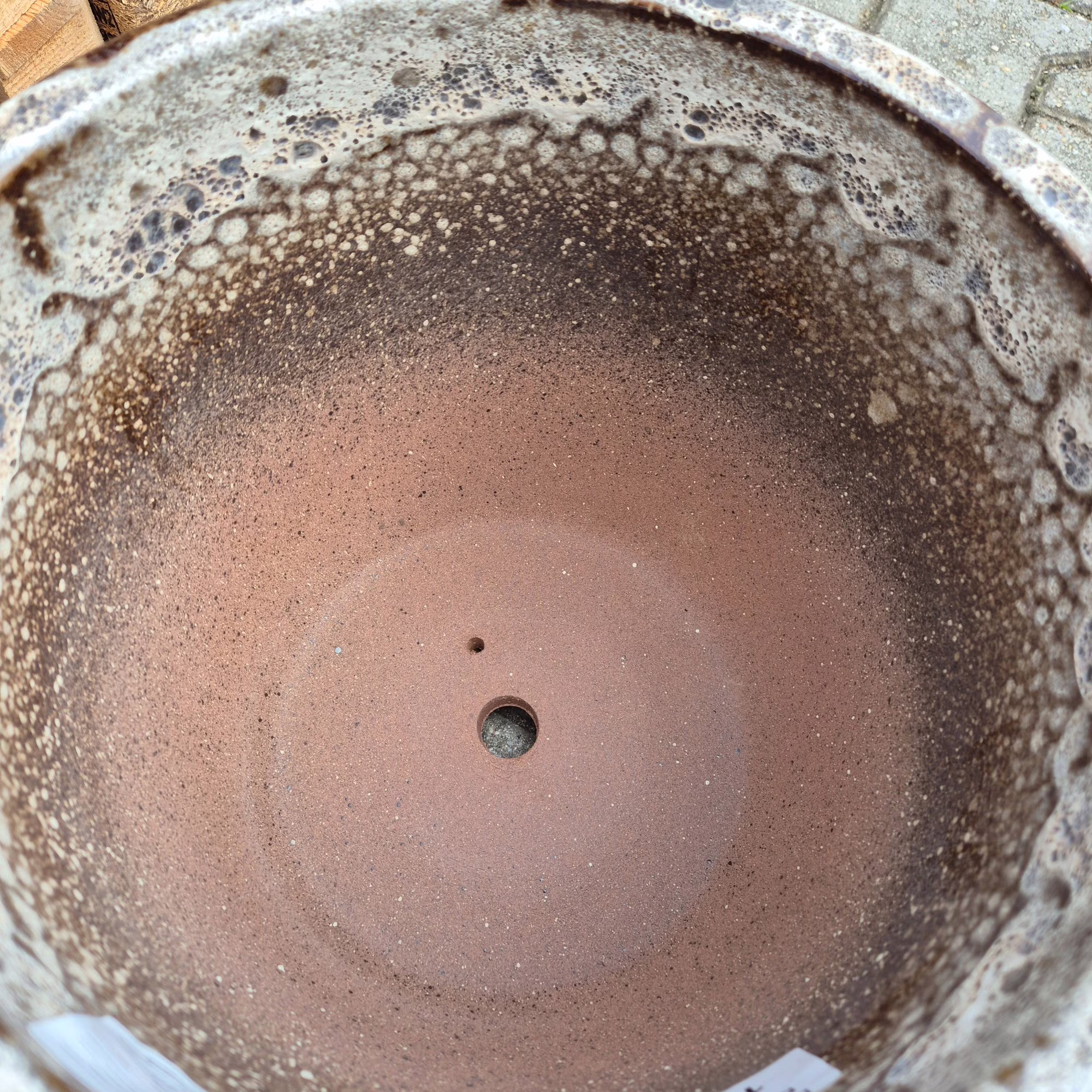 Doniczka ceramiczna brązowa z efektem lawy wulkanicznej 30cm