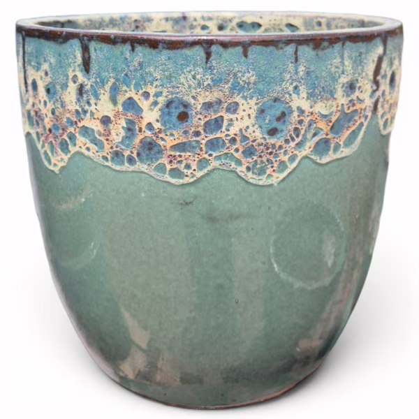Doniczka ceramiczna zielona z efektem lawy wulkanicznej 25cm