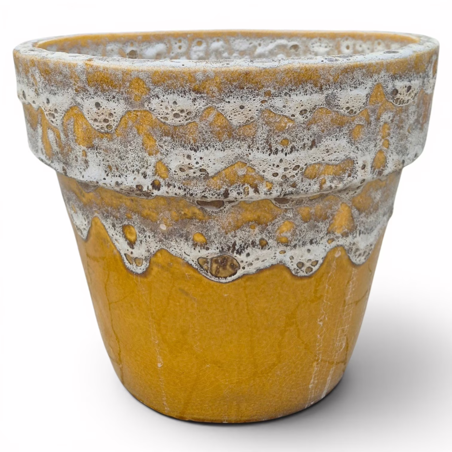Doniczka ceramiczna stożkowa musztardowa lawa wulkaniczna 49cm