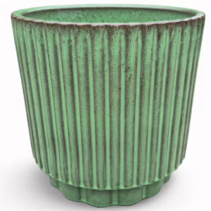 Doniczka ceramiczna okrągła prążkowana zielona 24cm