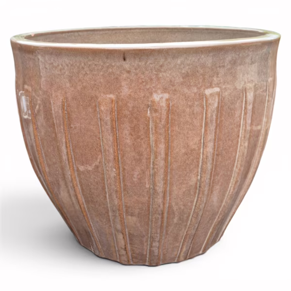 Doniczka ceramiczna stożkowa ryflowana brązowa 26cm