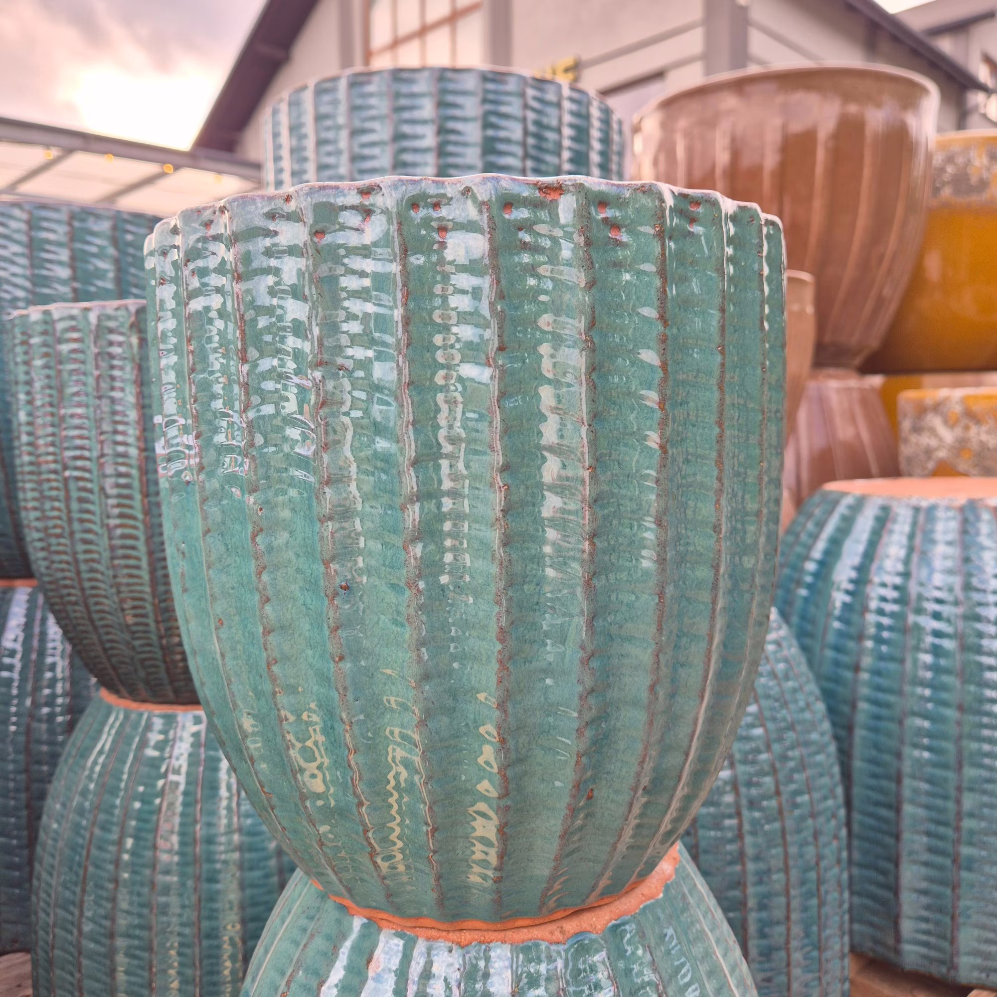 Doniczka ceramiczna ogrodowa turkusowa 30cm