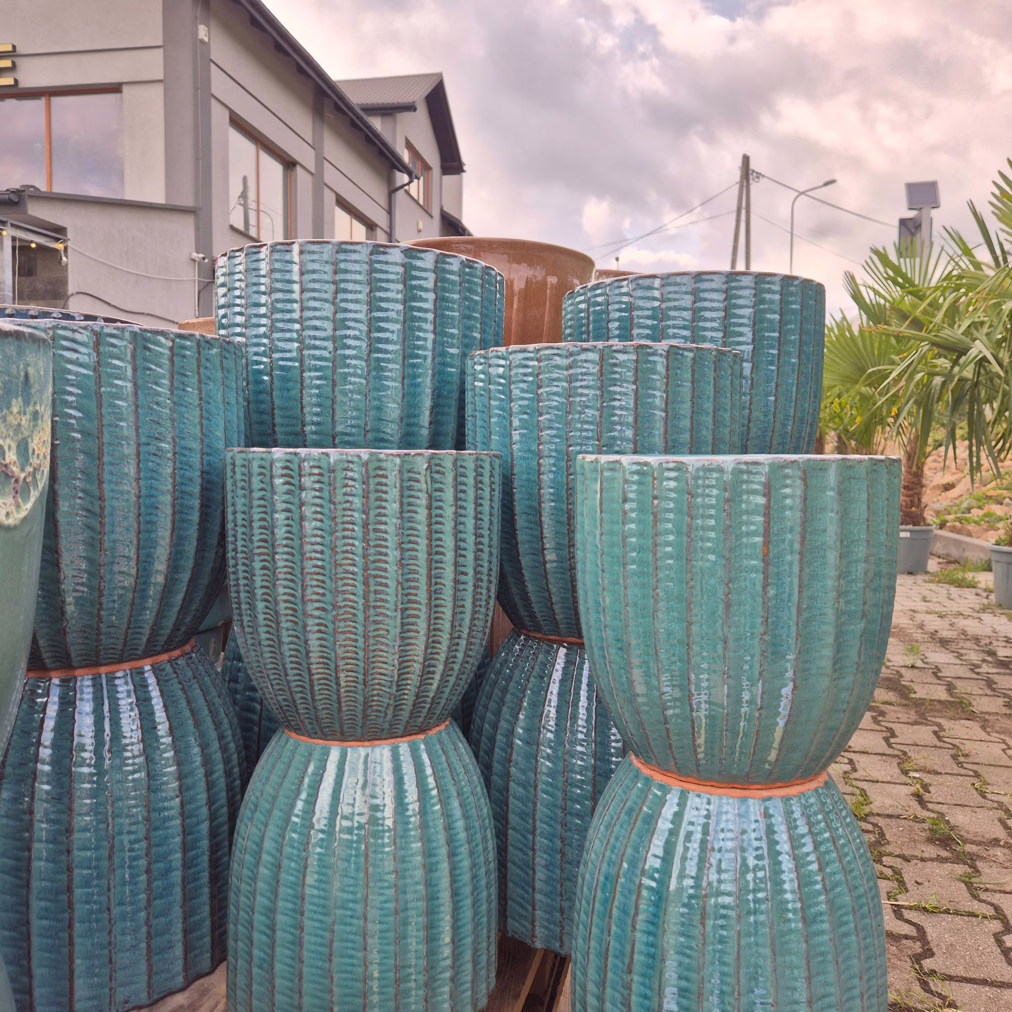 Doniczka ceramiczna ogrodowa turkusowa 36cm