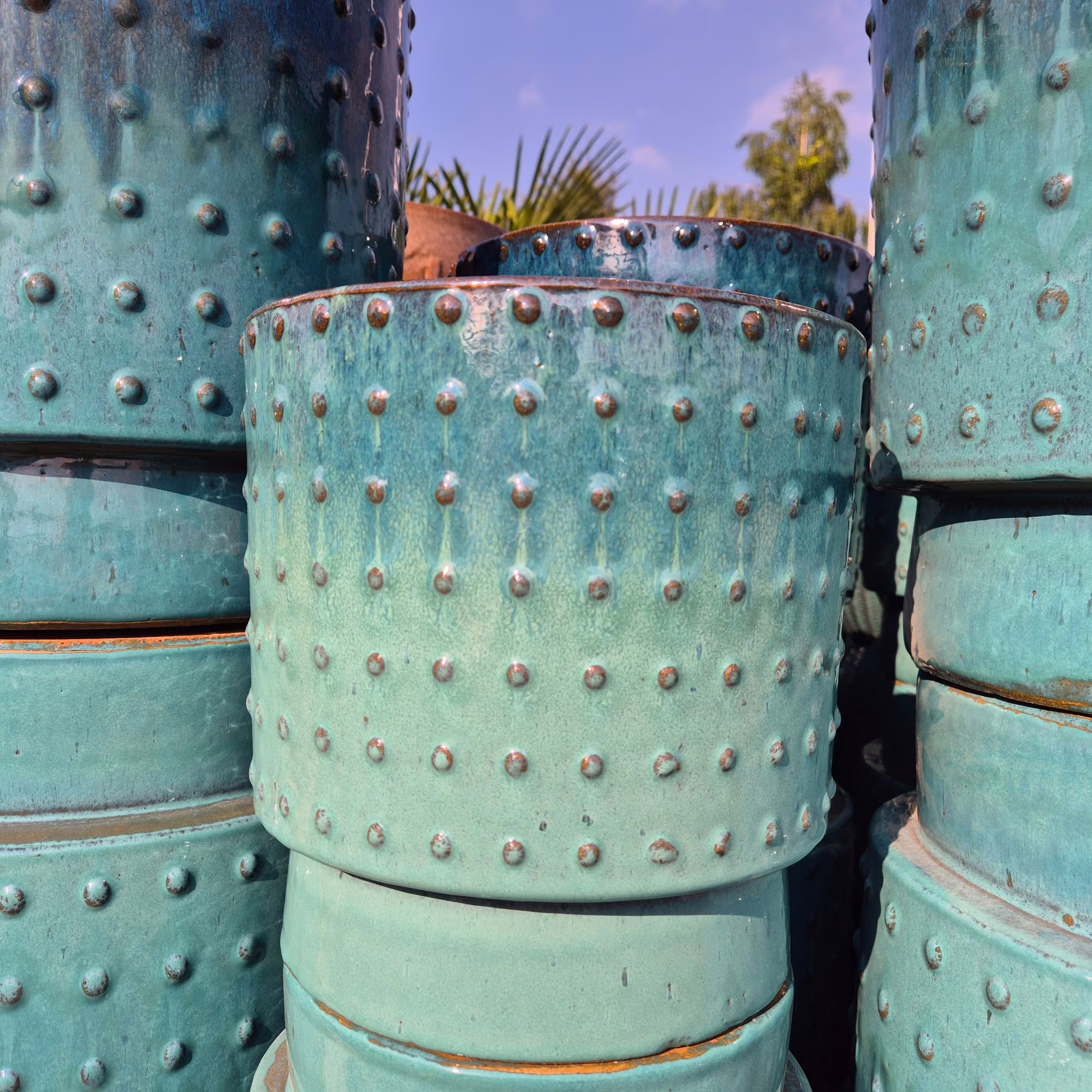 Doniczka ceramiczna ogrodowa cylinder turkusowy 24cm