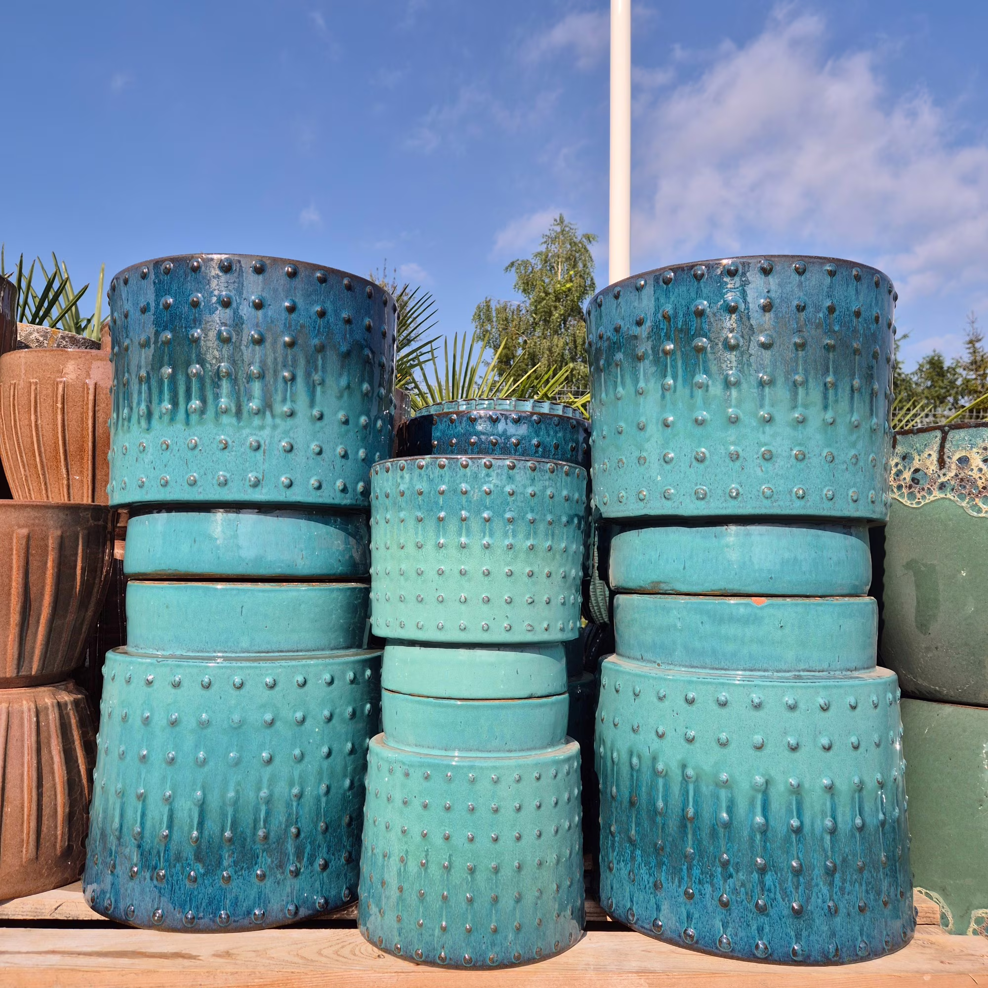 Doniczka ceramiczna ogrodowa cylinder turkusowy 24cm
