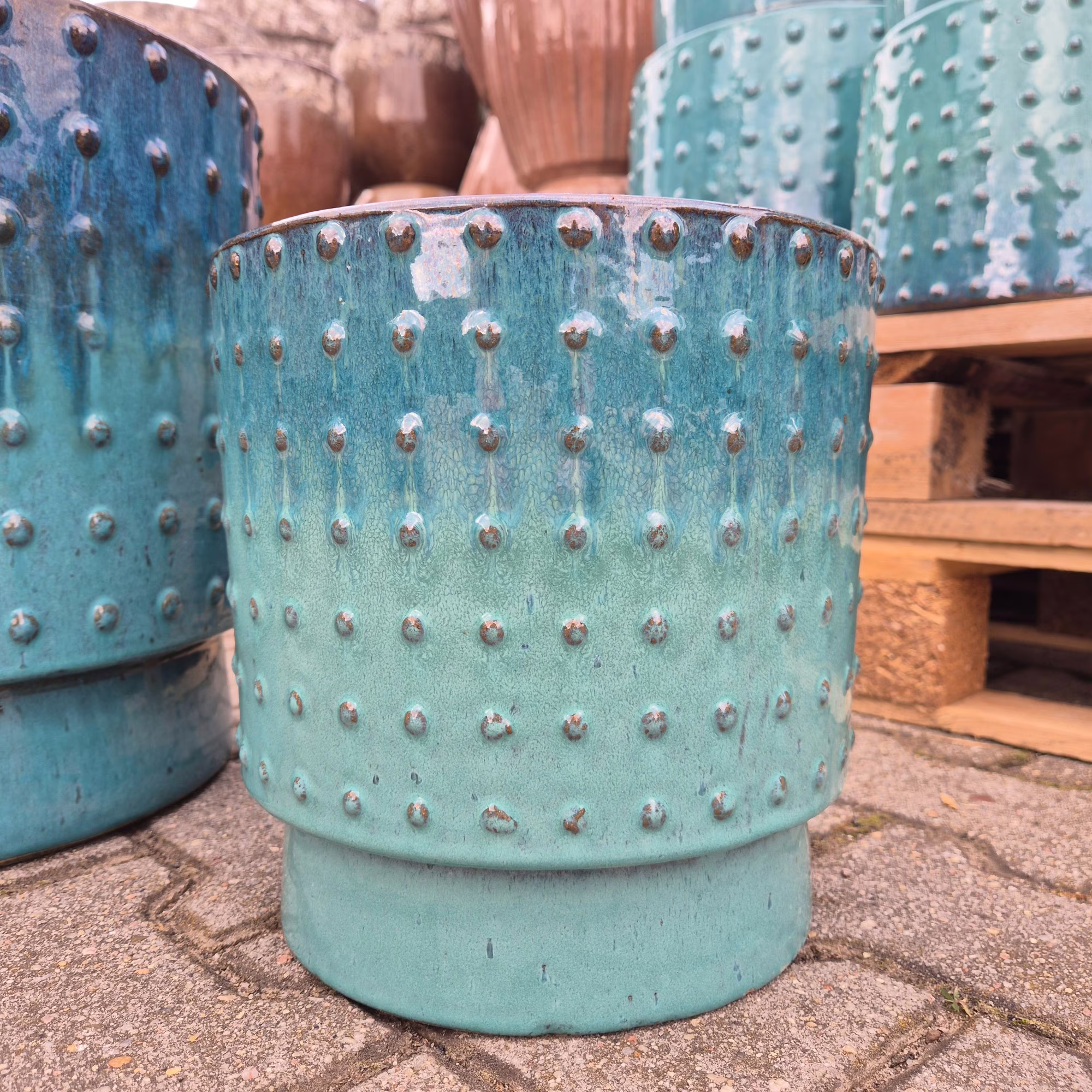 Doniczka ceramiczna ogrodowa cylinder turkusowy 24cm