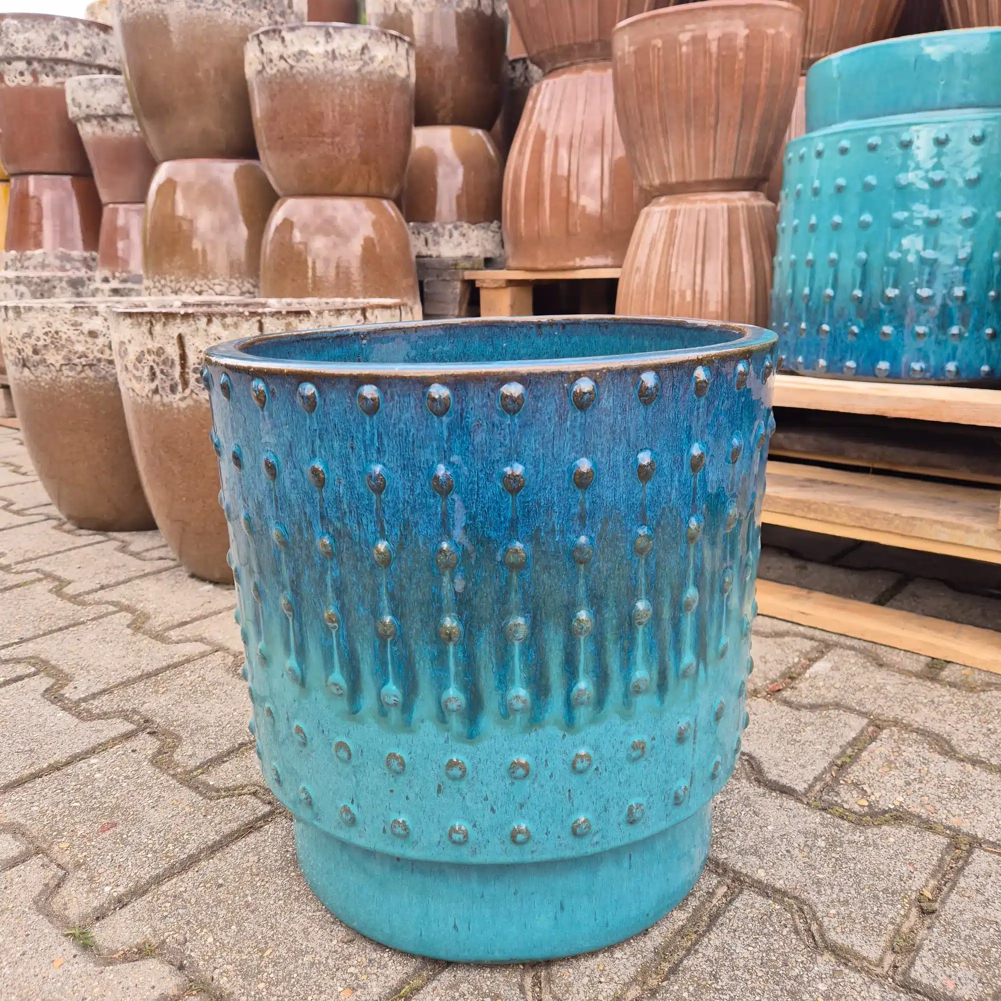 Doniczka ceramiczna ogrodowa cylinder turkusowy 30cm