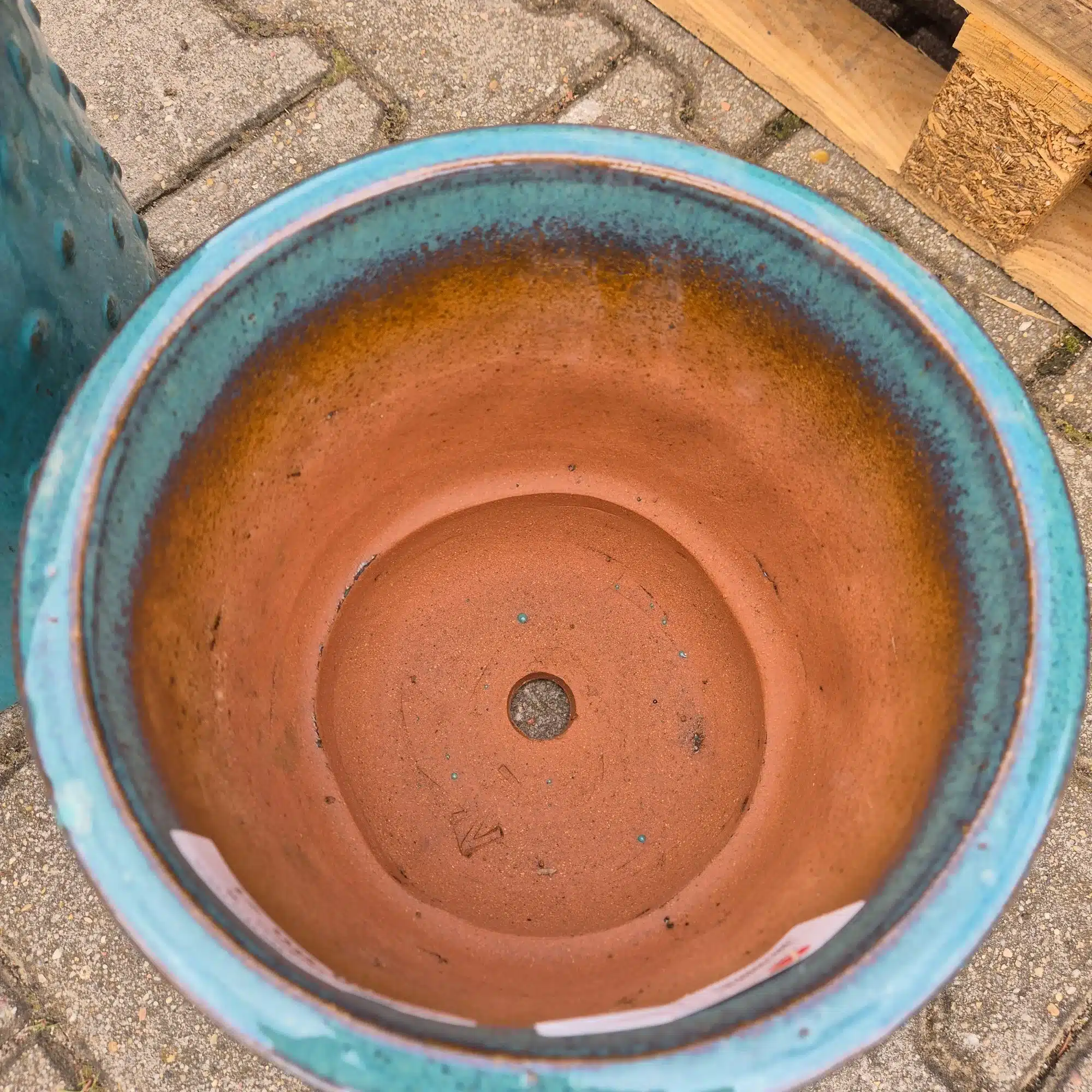 Doniczka ceramiczna ogrodowa cylinder turkusowy 30cm