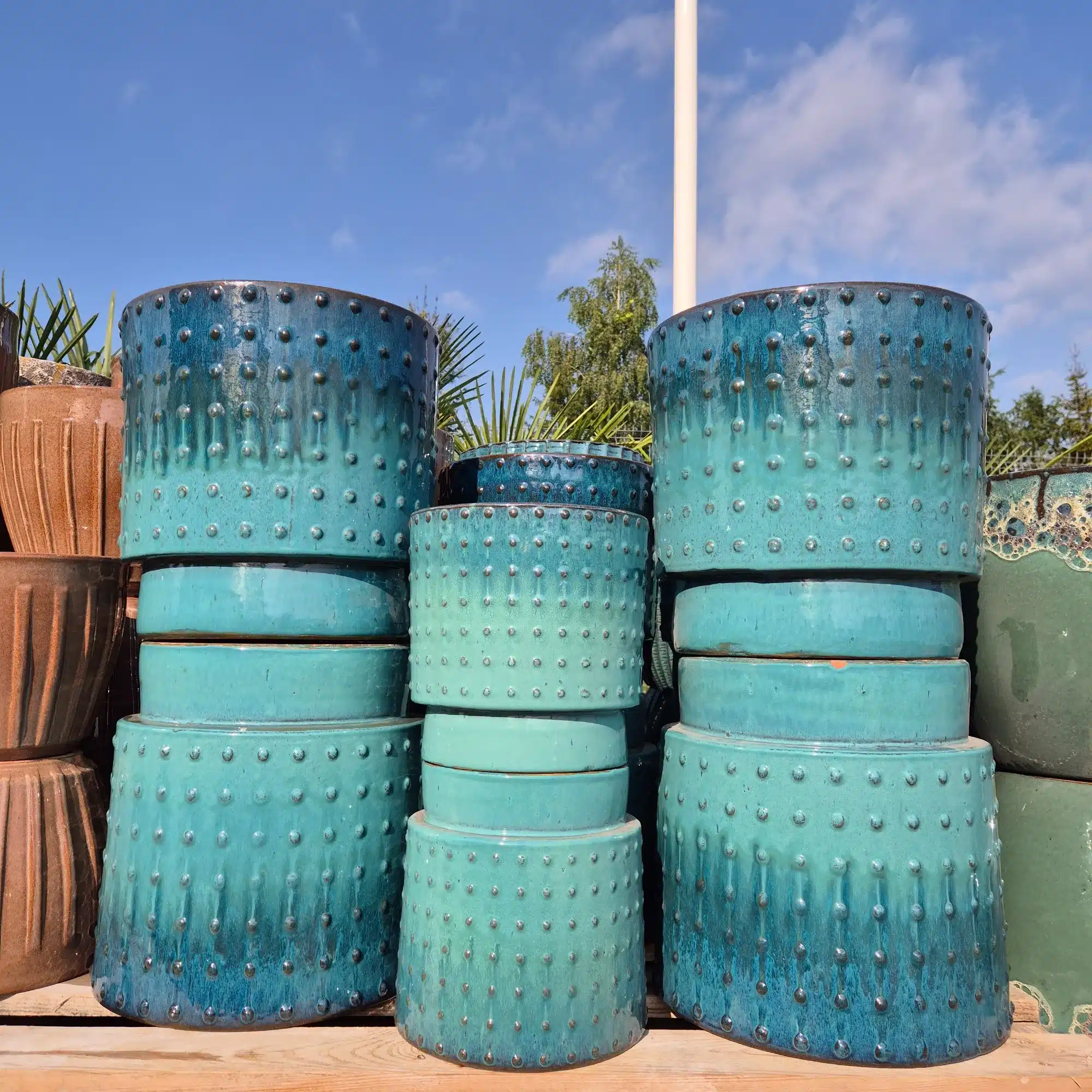 Doniczka ceramiczna ogrodowa cylinder turkusowy 30cm