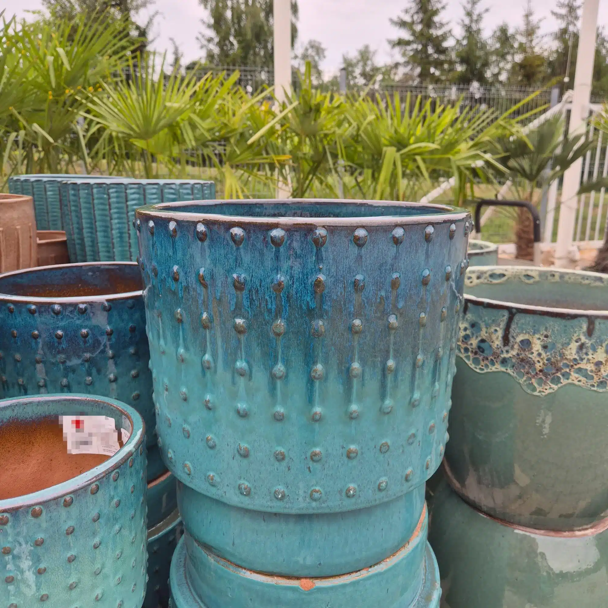 Doniczka ceramiczna ogrodowa cylinder turkusowy 30cm