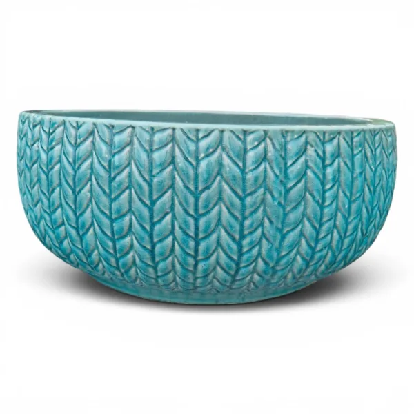 Doniczka ceramiczna ogrodowa niska misa niebieska 38cm