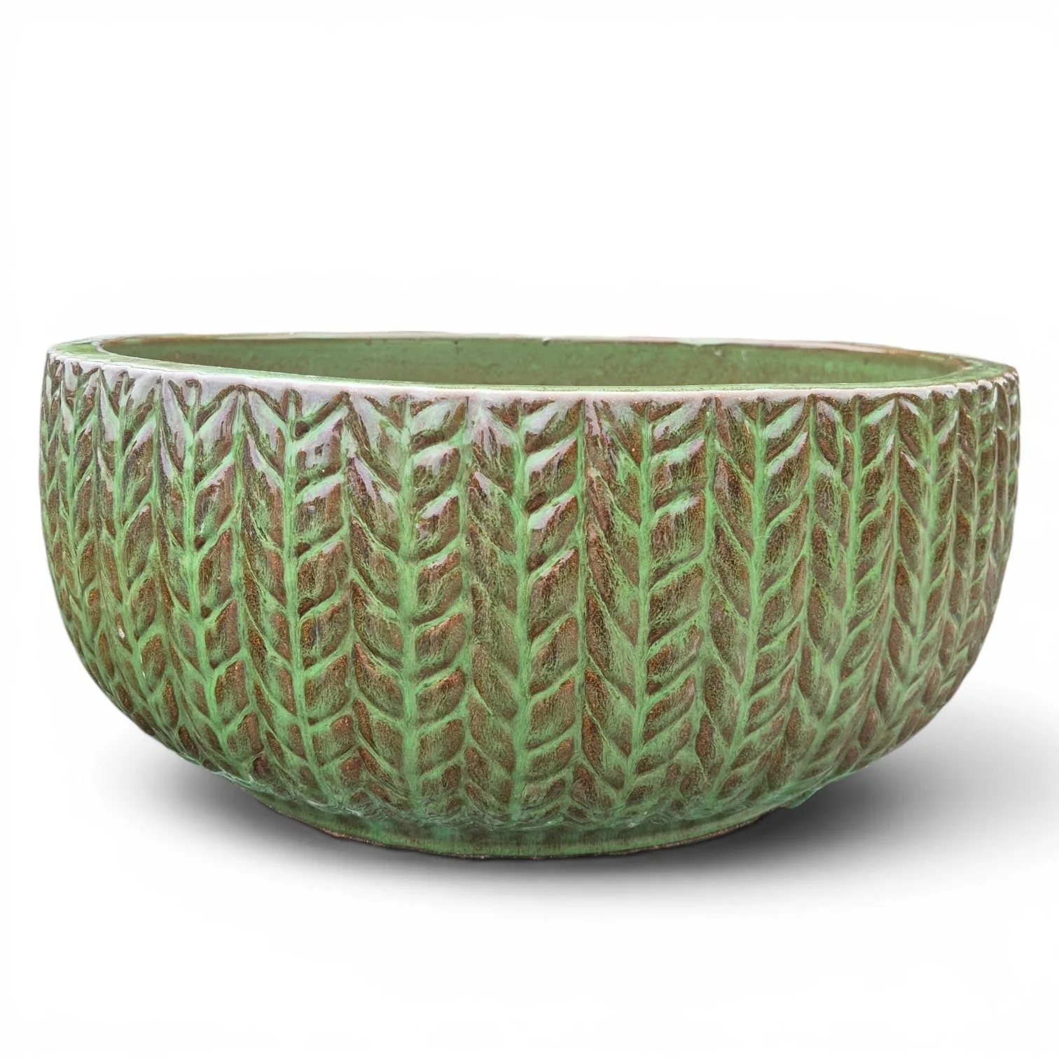 Doniczka ceramiczna ogrodowa niska misa zielona 45cm