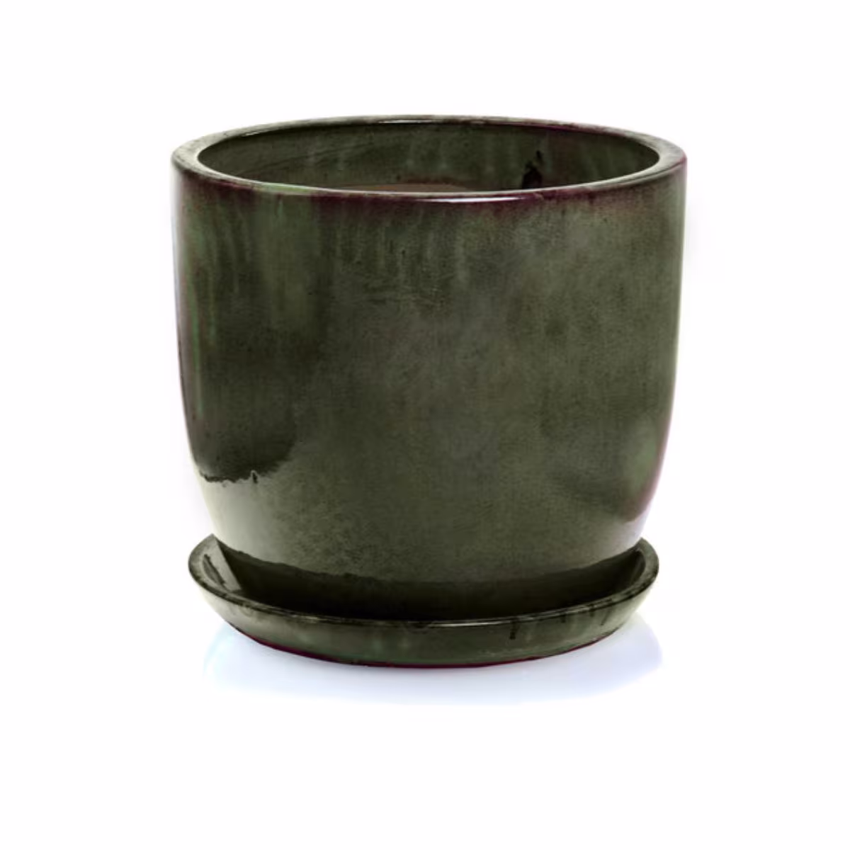 Donica ceramiczna z podstawką ciemno zielona 49cm