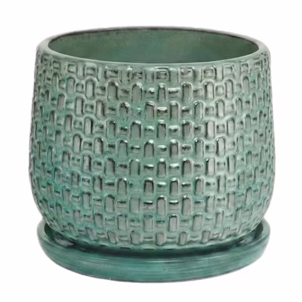 Doniczka ceramiczna turkusowa z podstawką 32cm