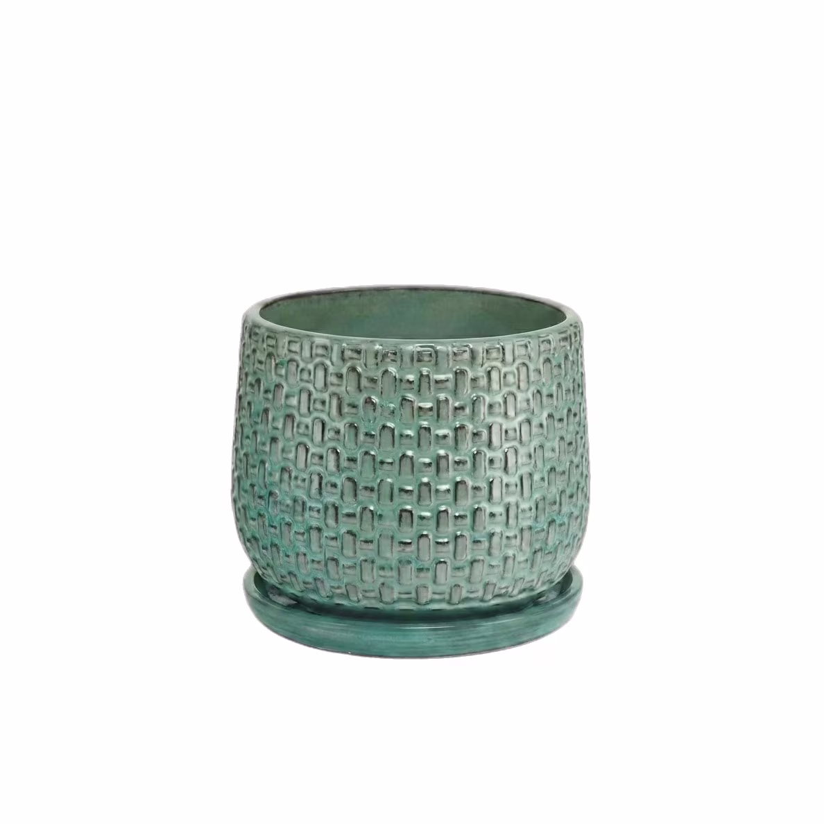 Doniczka ceramiczna turkusowa z podstawką 38cm